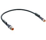 RST 3-RKMV 3-224/20 M, M12 kabel konfekcjonowany aktuator/sensor, obustronnie zakończony, 3-polowe, męskie proste M8, 3-polowe żeńskie proste złącze z gwintowanym złączem i czarny formowany kabel PUR bezhalogenowy, Lumberg Automation