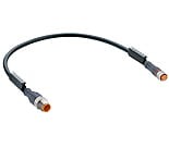 RST 3-RKMV 3-224/0,3 M, M12 kabel konfekcjonowany aktuator/sensor, obustronnie zakończony, 3-polowe, męskie proste M8, 3-polowe żeńskie proste złącze z gwintowanym złączem i czarny formowany kabel PUR bezhalogenowy, Lumberg Automation