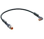 RST 3-RKMW/LED A 3-224/2 M, M12 kabel konfekcjonowany aktuator/sensor, obustronnie zakończony, 3-polowe, męskie proste M8, 3-polowe żeńskie złącze kątowe na zatrzask z diodą LED  i czarny formowany kabel PUR bezhalogenowy., Lumberg Automation