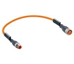 RST 4-RKT 4-251/0,6 M, M12 kabel konfekcjonowany aktuator/sensor, obustronnie zak., 4 pin, męskie proste żeńskie proste złącze z samoblok.gwintem i pomarańczowy formowany kabel PUR bezhalogenowy formowany kabel odp na iskry spawalnicze, Lumberg Automation