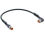 RST 4-RKWT 4-225/5 M, M12 kabel konfekcjonowany aktuator/sensor, obustronnie zakończony, 4 polowy, męskie proste żeńskie złącze kątowe z samoblokującym gwintem i czarny formowany kabel PUR bezhalogenowy, kod kolorowy IEC, Lumberg Automation
