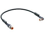 RST 3-RKMWV/LED A 3-224/1,5 M, M12 Micro actuator/sensor cordset, double-ended, 3-pole, male straight to M8, 3-pole female right angle connector, threaded joints, LED operation and function indicator and black PUR halogen free molded, Lumberg Automation