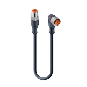 RST 3-RKWT/LED A 4-3-224/2 M, M12 Micro actuator/sensor cordset, double-ended, 3-poles, male straight to female right angle connector with LED operation and function indicator, self-locking thread and black PUR halogen free molded.", Lumberg Automation