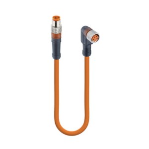 RSMV 4-RKMWV 4-251/1,5 M, Sensor/Actuator Double-Ended Cordset: Male straight A-coded translucent M8 Standard connector to female angled A-coded translucent M8 Standard connector, 4-pin, 30 V AC/DC, 4 A; PUR orange cable, 0.34 mm², Lumberg Automation