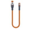 RST 4-RKMV 4-251/1 M, Sensor/Actuator Double-Ended Cordset: Male straight A-coded translucent M12 Standard connector to female straight A-coded translucent M8 Standard connector, 4-pin, 30 V AC/DC, 4 A; PUR orange cable, 0.34 mm², Lumberg Automation