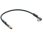 RSMV 3-RKMWV 3-294/1 M, M8 actuator/sensor double-ended cord set, male straight to female right-angle, 3 poles, 909294, PVC, Black, 3x22 AWG, IEC, Lumberg Automation