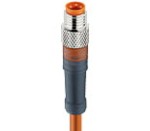 RSMV 4-07/2 M, M8 Pico actuator/sensor cordset, single-ended, 4-pole male straight connector with self-locking threaded joint and molded orange PVC cable., Lumberg Automation
