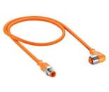 PRST 4-PRKWT 4-07/15 M, M12 Micro Actuator/sensor cordset, double-ended, 4-poles, male straight to female right angle connector with threaded joint and orange PVC molded cable, hexagon screw in stainless steel., Lumberg Automation
