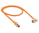 PRST 4-PRKWT/LED P 4-07/5 M, M12 Micro Actuator/sensor cordset, double-ended, 4-poles, male straight to female right angle connector with LED indicator, threaded joint and orange PVC molded cable, hexagon screw in stainless steel., Lumberg Automation