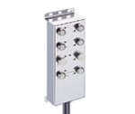 ASNBV 8/LED 5-278/20 M, Actuator/sensor distribution box with LED indicators, housing and receptacle shells in stainless steel, top-entry, 8-ports, M12 sockets, 5-poles, 2 signals per socket, with integrated control cable., Lumberg Automation