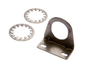 AY000101, Mounting angle bracket, 58x28x58mm, Toothed washer for sensor, bracket, Stainless steel, 3x oblong hole, 6mm