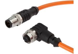 Connection cable, 0.6m, M12 Female (socket) 4pin  Angular, M12 Male (connector) 4pin Straight