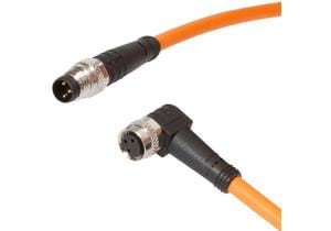 Connection cable, 1.5m, M8 Female (socket) 3pin  Angular, M8 Male (connector) 3pin Straight