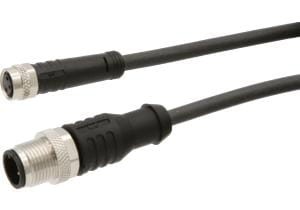 Connection cable, 0.3m, M8 Female (socket) 3pin  Straight, M12 Male (connector) 3pin Straight
