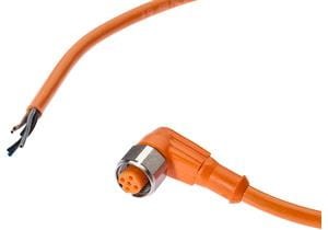 Connection cable, 5m, M12 Female (socket) 5pin  Angular, Free conductor end, 5x0.34mm², PVC