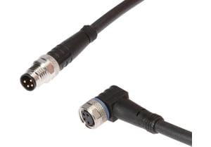 Connection cable, 0.6m, M8 Female (socket) 4pin  Angular, M8 Male (connector) 4pin Straight