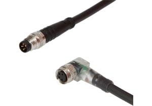 Connection cable, 1m, M8 Female (socket) 4pin  Angular, M8 Male (connector) 4pin Straight