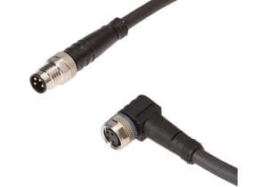 Connection cable, 5m, M8 Female (socket) 4pin  Angular, M8 Male (connector) 4pin Straight