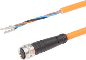 Connection cable, 10m, M8 Female (socket) 3pin  Straight, Free conductor end, 3x0.25mm²