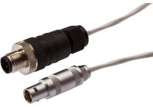 Connection cable, 10m, Lemo Female (socket) 2pin  Straight, M12 Male (connector) Straight