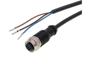 Connection cable, 15m, M12 Female (socket) 3pin  Straight, Free conductor end, 3x0.34mm²