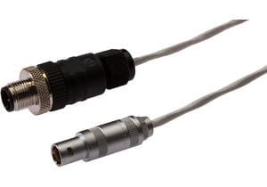 Connection cable, 20m, Lemo Female (socket) 2pin  Straight, M12 Male (connector) Straight