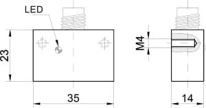 MZ350120, Czujnik magnetyczny,na cylindry 35x23x14, 10-30V DC,200mA,M12-wtyczka, IPF ELECTRONIC