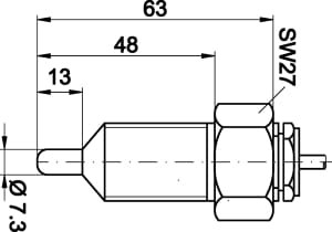 SS906000, Czujnik przepływu G1/2, 47dł., podłącznie do wzmacniacza, 2m Kabel, V4A, IPF ELECTRONIC