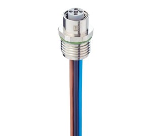 RKF6U 4T-033/0,5 M,M12 Power Receptacle Connector: Female, front mount, 4-pin, T-coded, silver housing, 50 V AC / 60 V DC, 16 A, Lumberg Automation