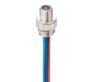 RSP6U 4T-033/0,5 M,M12 Power Receptacle Connector: Male, front mount (positionable), 4-pin, T-coded, silver housing, 50 V AC / 60 V DC, 16 A, Lumberg Automation