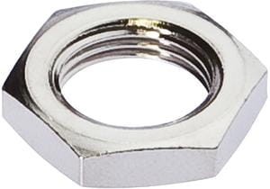 Accessories, Hexagon nut, M12x1, Wrench size 17mm, Brass Nickel-plated