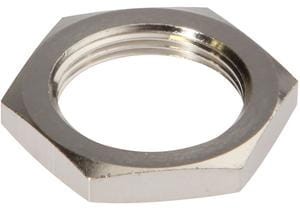 Accessories, Hexagon nut, M18x1, Wrench size 24mm, Brass Nickel-plated
