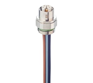 RKP6S 5L-033/0,2 M,M12 Power Receptacle Connector: Female, front mount (positionable), 5-pin(4+FE), L-coded, shielded, silver housing, 50 V AC / 60 V DC, 16 A, Lumberg Automation