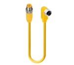 RST 4-RKWT 4-602/5 M, M12 kabel konfekcjonowany aktuator/sensor, obustronnie zakończony, 4 polowy, męskie proste żeńskie złącze kątowe z samoblokującym gwintem i żółty formowany kabel PUR 18G, kod kolorowy IEC, Lumberg Automation