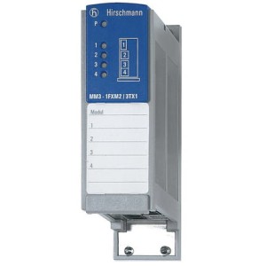 MM3-1FXS2/1FXM2/2TX1, 1 x 100BASE-FX, MM, 1 x 100BASE-FX, SM, SC sockets, 2 x 10/100BASE-TX, TP cables, RJ45 sockets, auto-crossing, auto-negotiation, auto-polarity ,HIRCHMANN