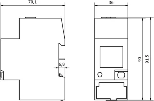 CS360001 Licznik energii czynnej, 90x36x64mm, 184-288V AC, 1-fazowy, bezpośredni, 80A, komunikacja Ethernet, MID, złącze śrubowe, IP20