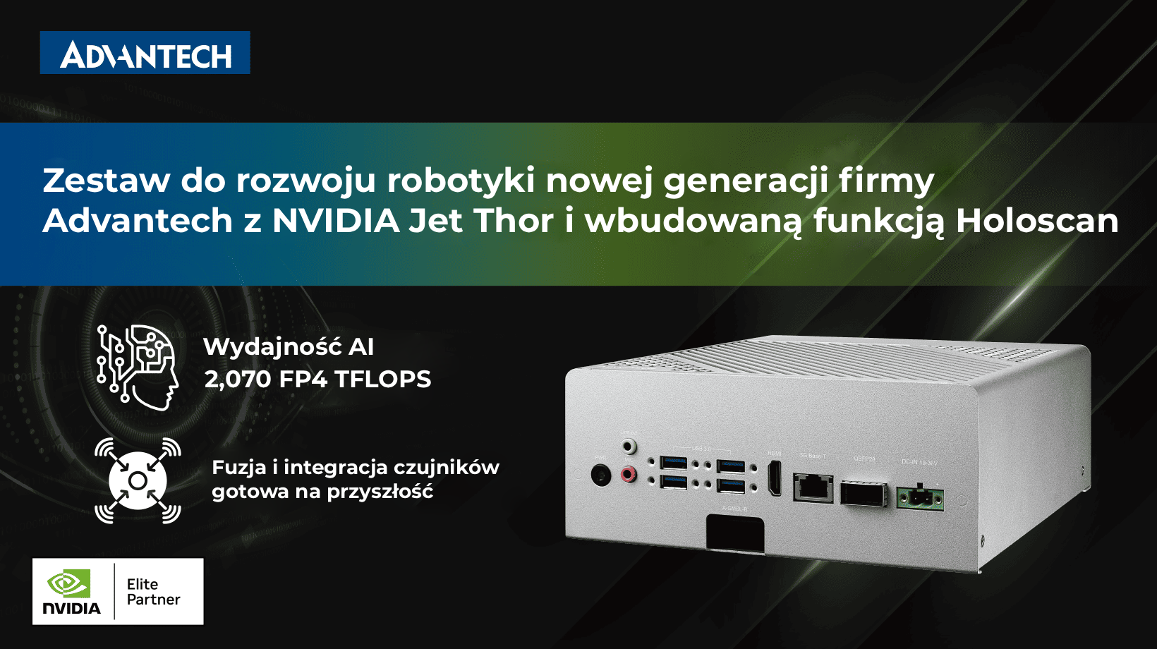 Advantech ogłasza zestaw do rozwoju robotyki nowej generacji z NVIDIA Jetson Thor z wbudowaną funkcją Holoscan